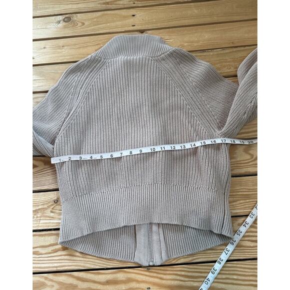 Varley Cardigan Sweater Size Medium Women’s Beige Zip Front - Picture 6 of 7